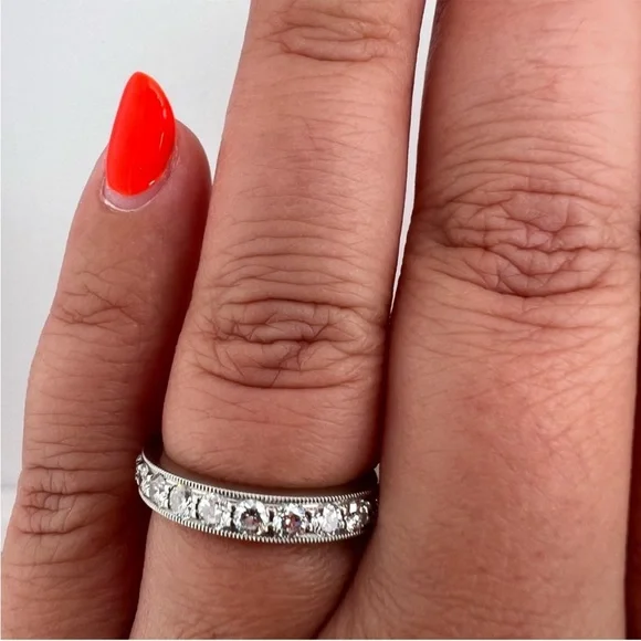 Tiffany Setting Wedding Band in Platinum with a Full Circle of Diamonds - Picture 7 of 9